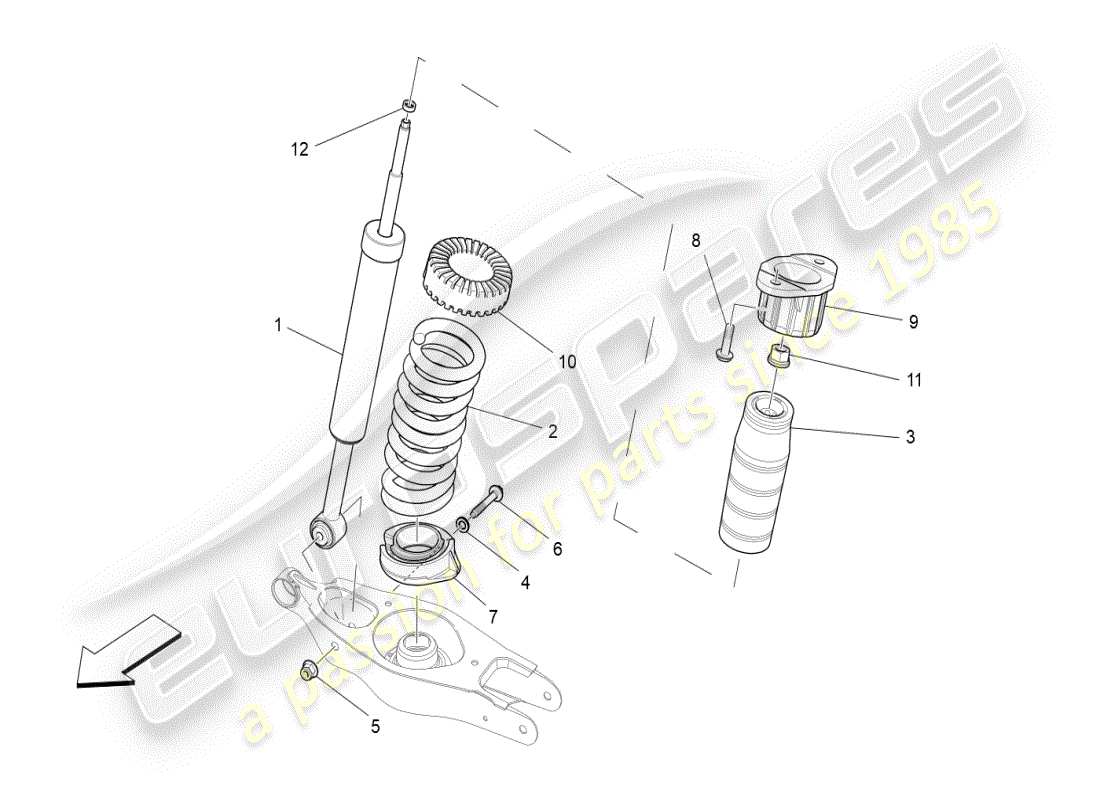 maserati ghibli (2019) dispositivos amortiguadores traseros diagrama de piezas