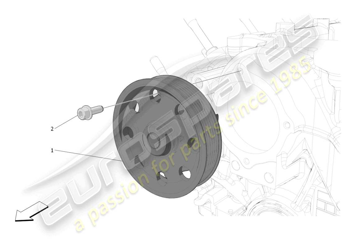 maserati mc20 (2022) sistema de refrigeración: diagrama de piezas de la bomba de agua