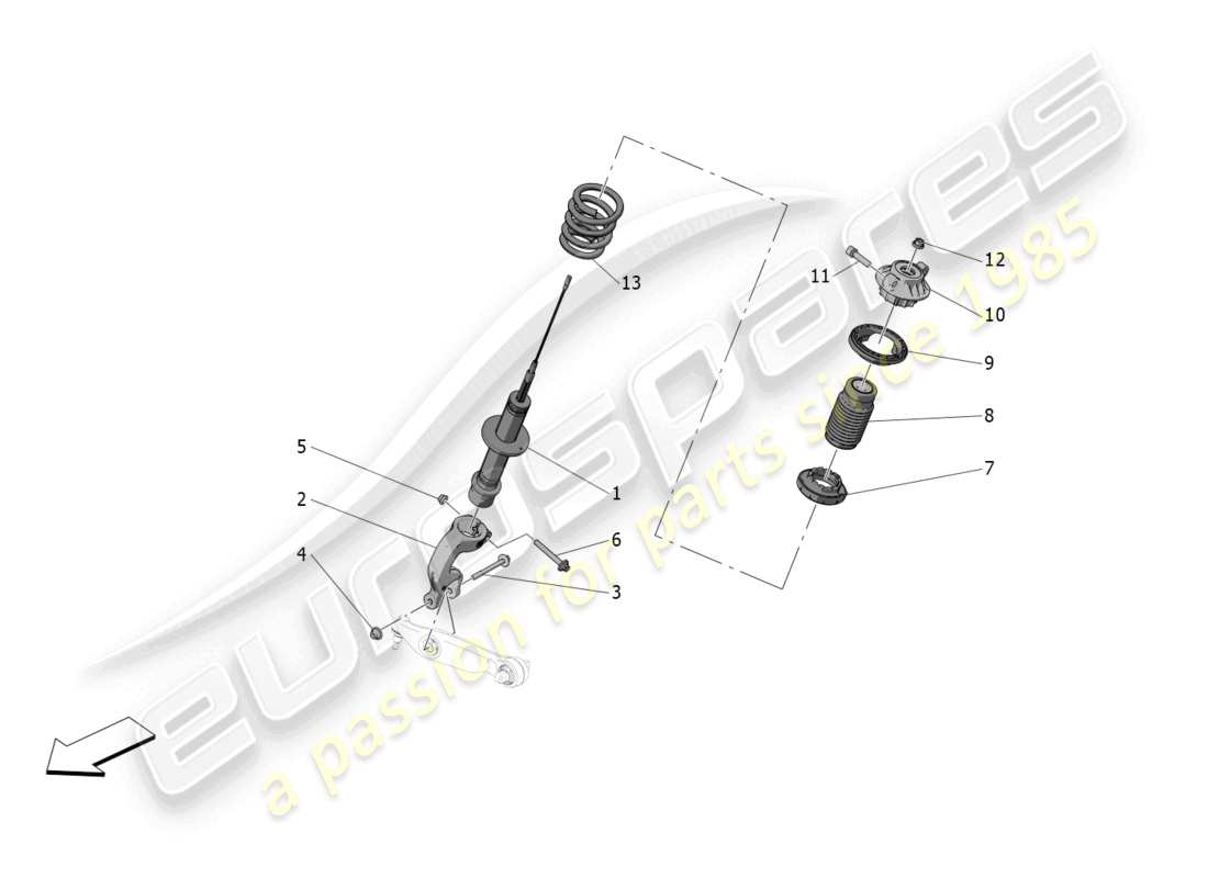 maserati mc20 (2023) diagrama de piezas de los dispositivos del amortiguador trasero