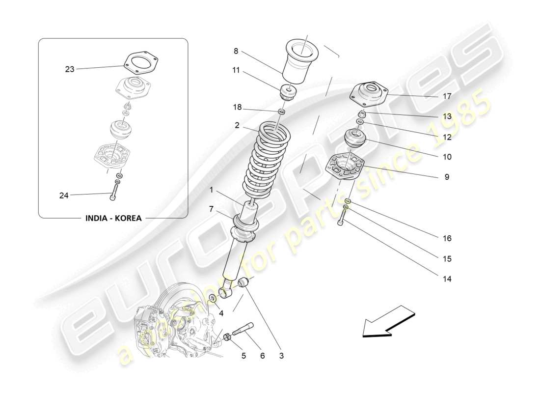 maserati granturismo mc stradale (2011) diagrama de piezas de los dispositivos del amortiguador trasero