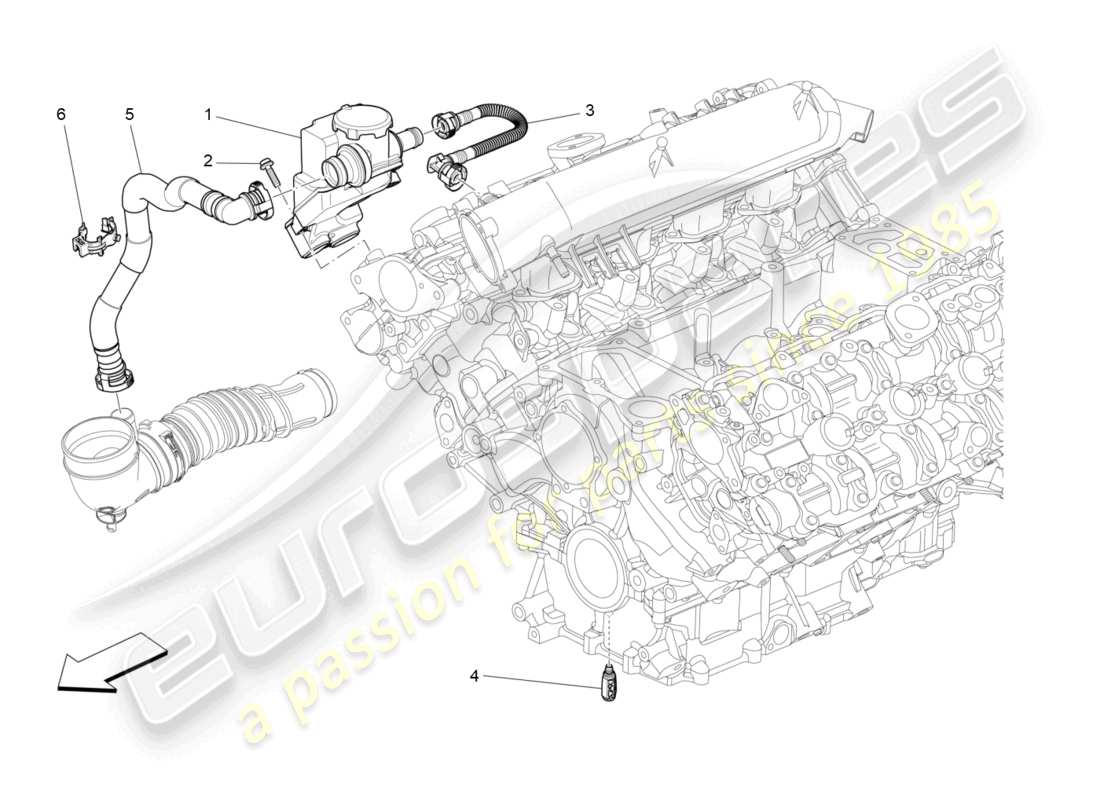 maserati quattroporte (2018) diagrama de piezas del sistema de recirculación de vapores de aceite