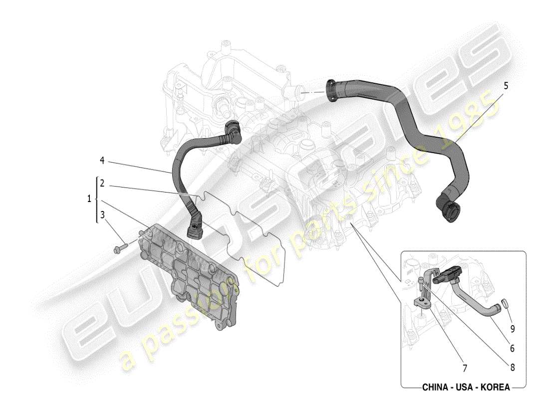maserati grecale modena (2023) diagrama de piezas del sistema de recirculación de vapores de aceite