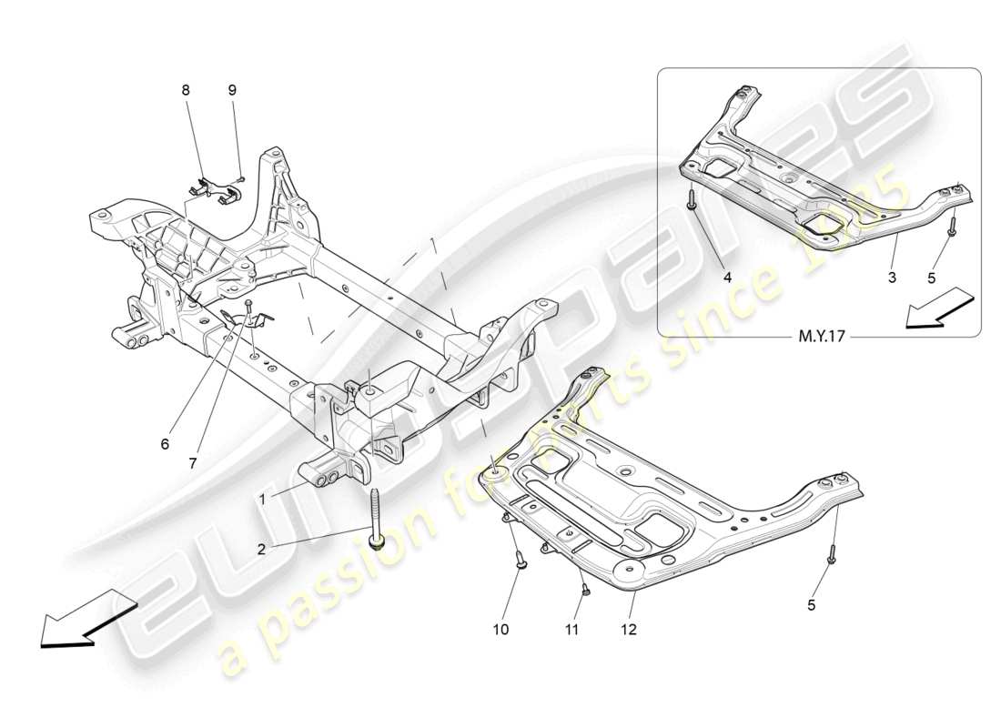 maserati levante (2020) diagrama de piezas del chasis delantero