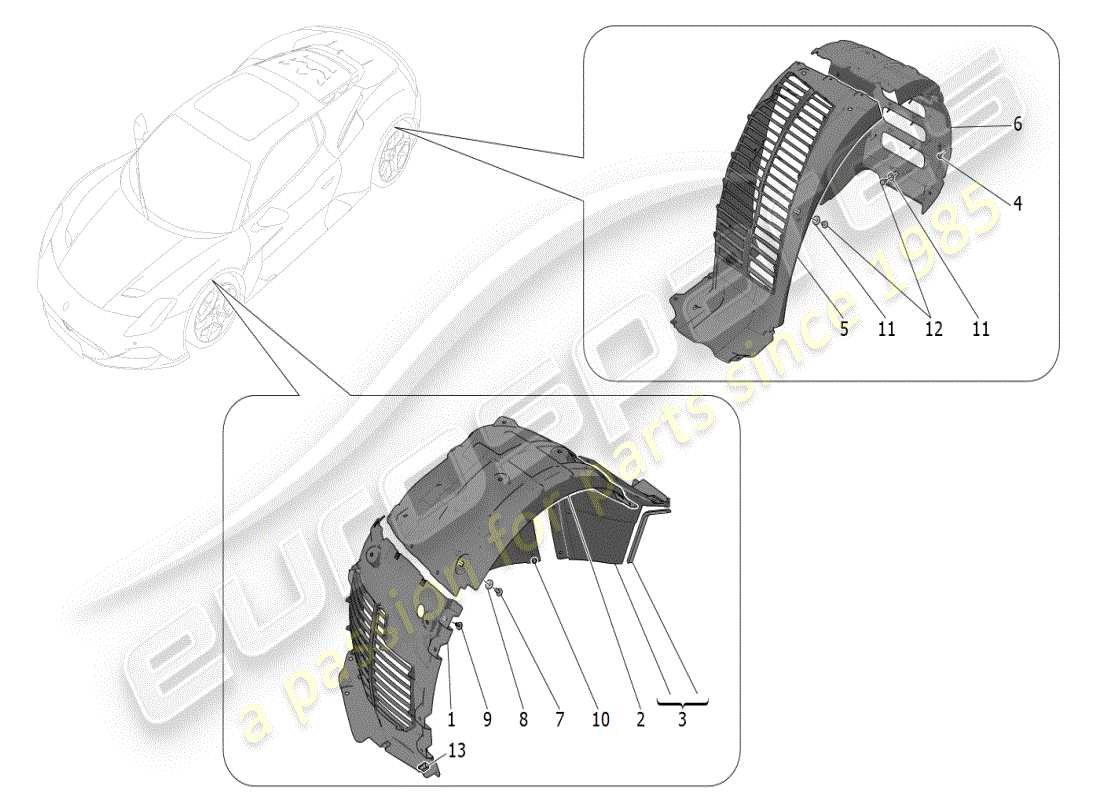 maserati mc20 (2024) rueda y tapas diagrama de piezas