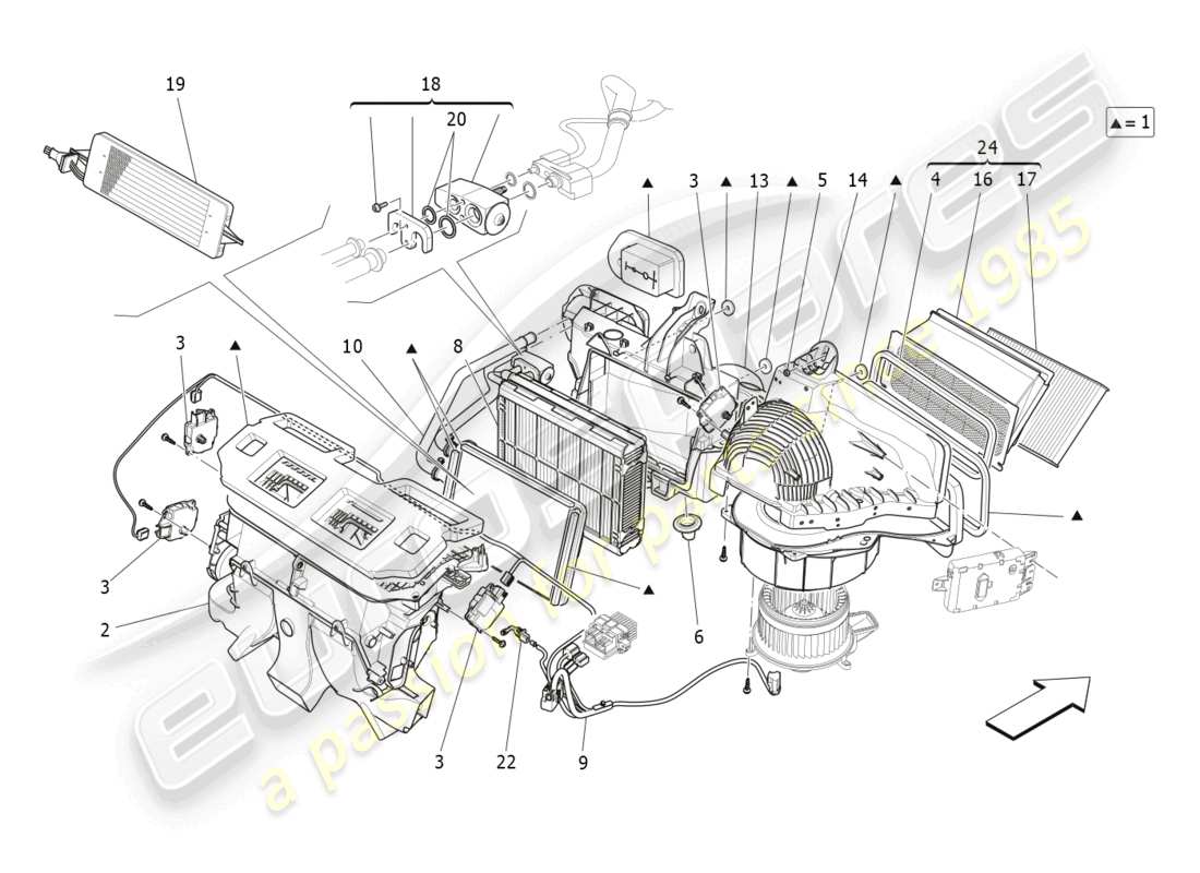 maserati levante (2018) unidad de a/c: dispositivos del tablero diagrama de piezas