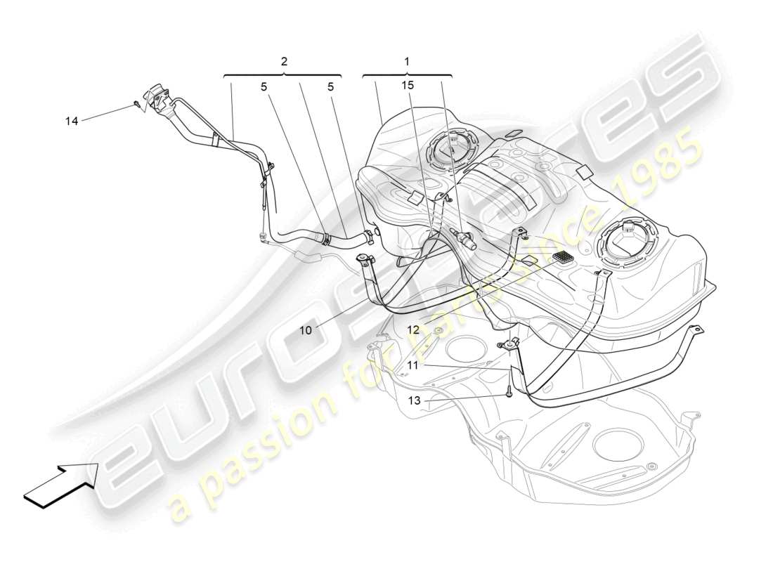 maserati levante (2018) diagrama de piezas del tanque de combustible