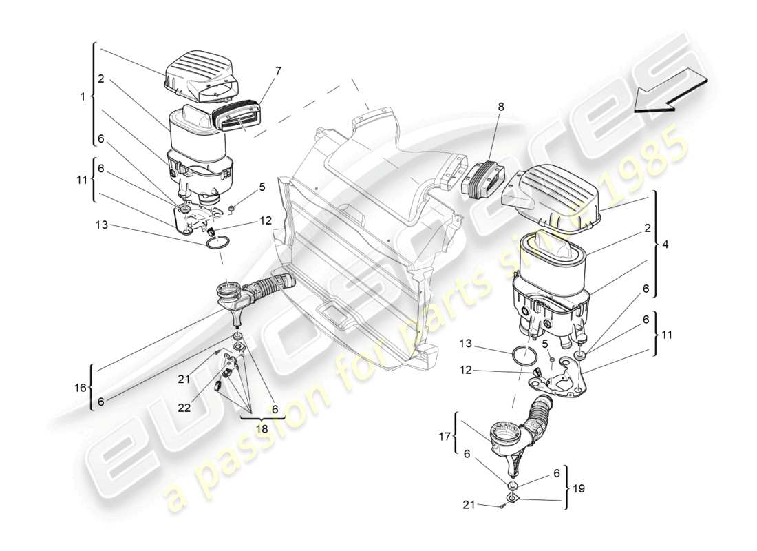 maserati ghibli fragment (2022) filtro de aire, toma de aire y conductos diagrama de piezas