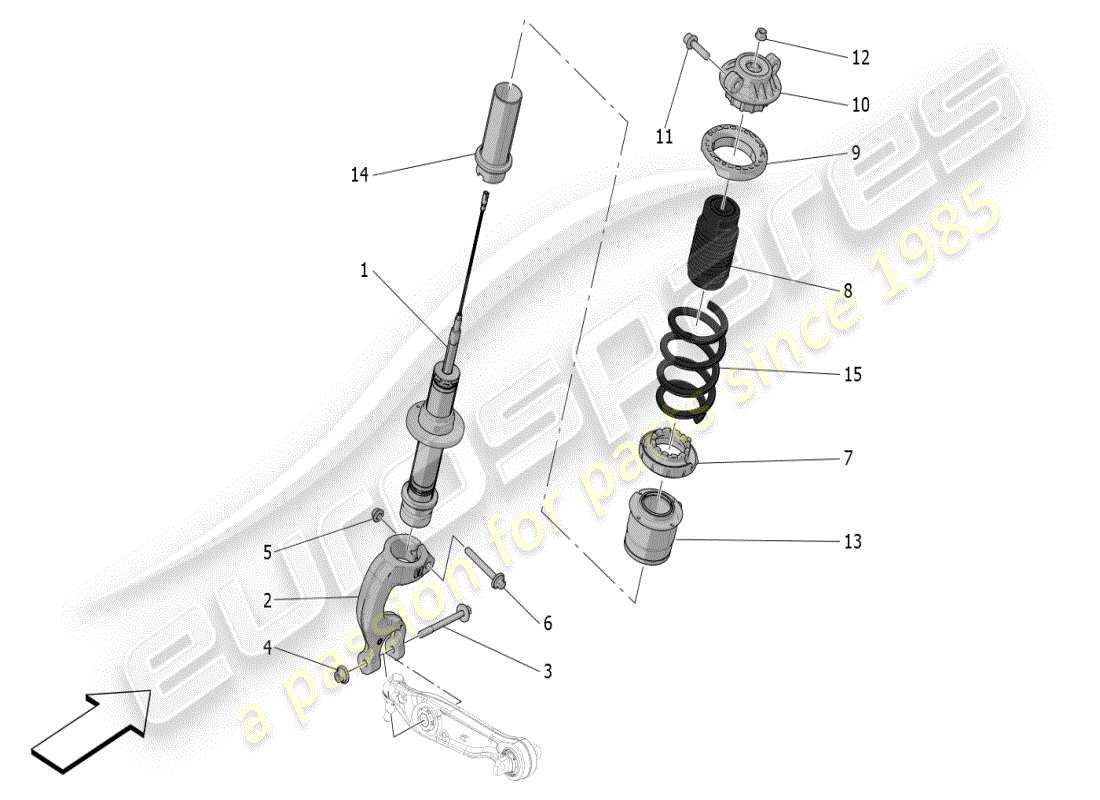 maserati mc20 (2024) dispositivos amortiguadores delanteros diagrama de piezas