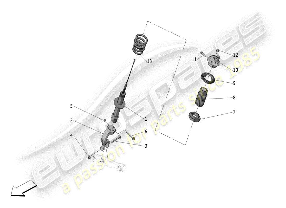 maserati mc20 (2024) dispositivos amortiguadores traseros diagrama de piezas