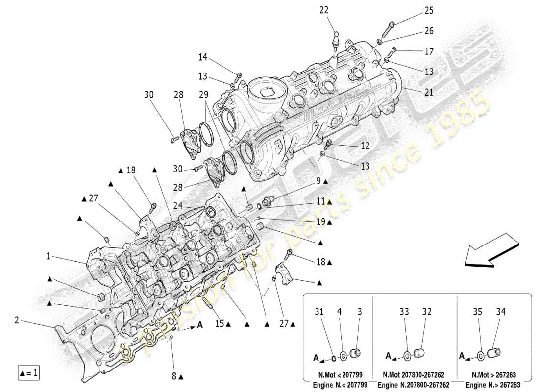 maserati ghibli (2019) culata izquierda diagrama de piezas