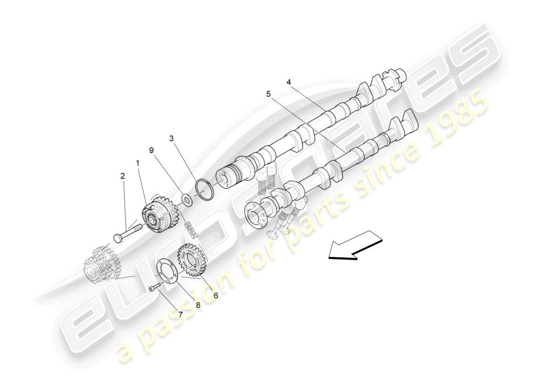 maserati grancabrio mc (2013) diagrama de piezas de los árboles de levas de la culata izquierda
