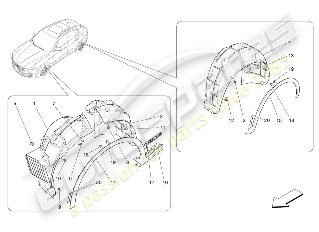 maserati levante (2019) rueda y tapas diagrama de piezas