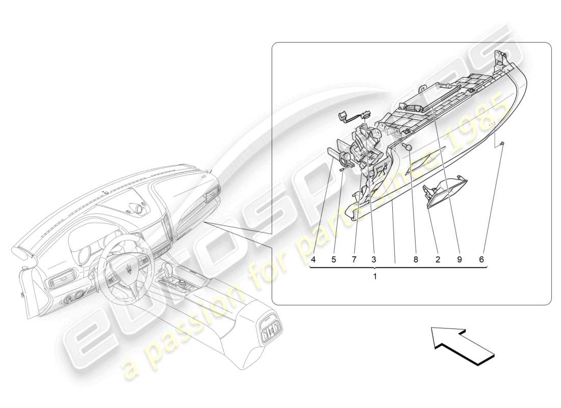 maserati levante (2018) guanteras diagrama de piezas