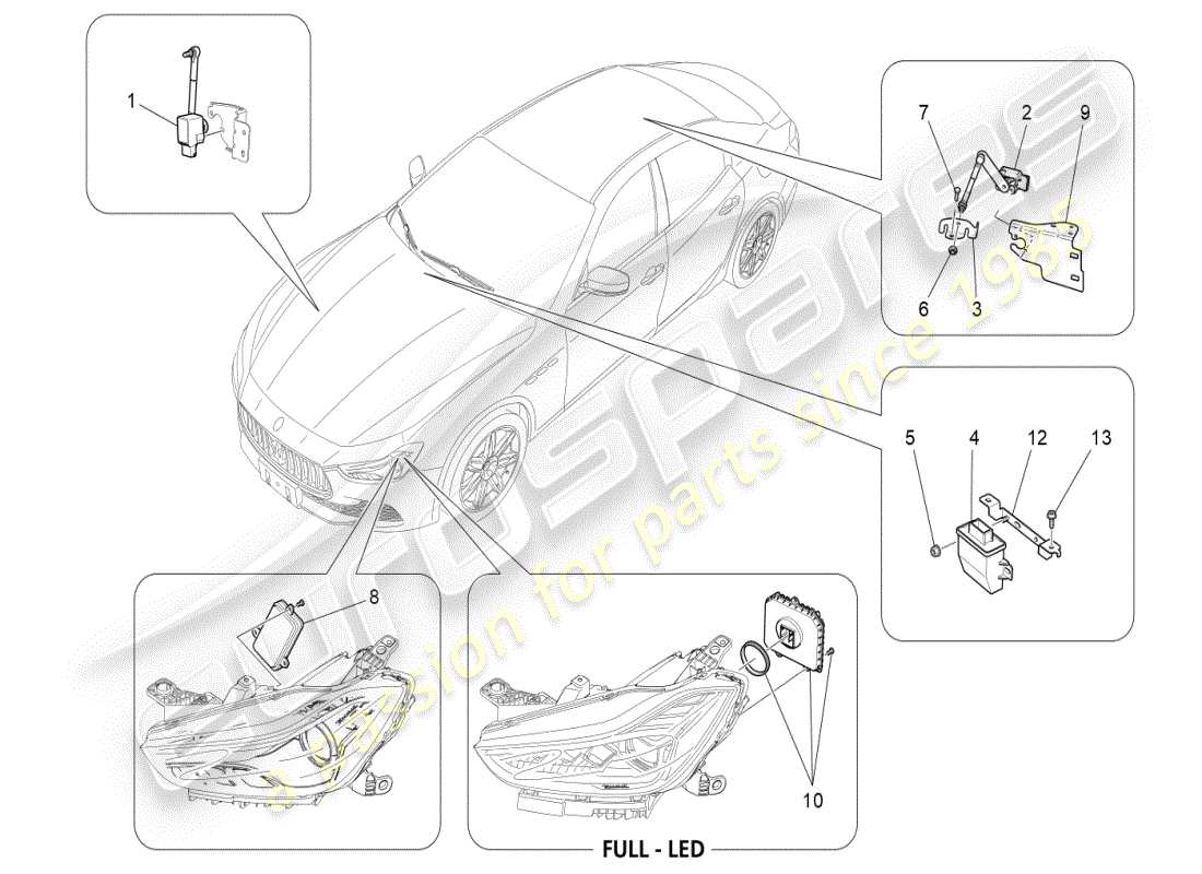 maserati ghibli (2019) control del sistema de iluminación diagrama de piezas