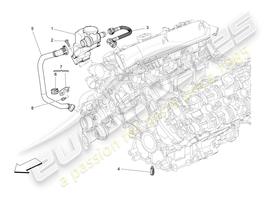 maserati levante trofeo (2020) diagrama de piezas del sistema de recirculación de vapores de aceite