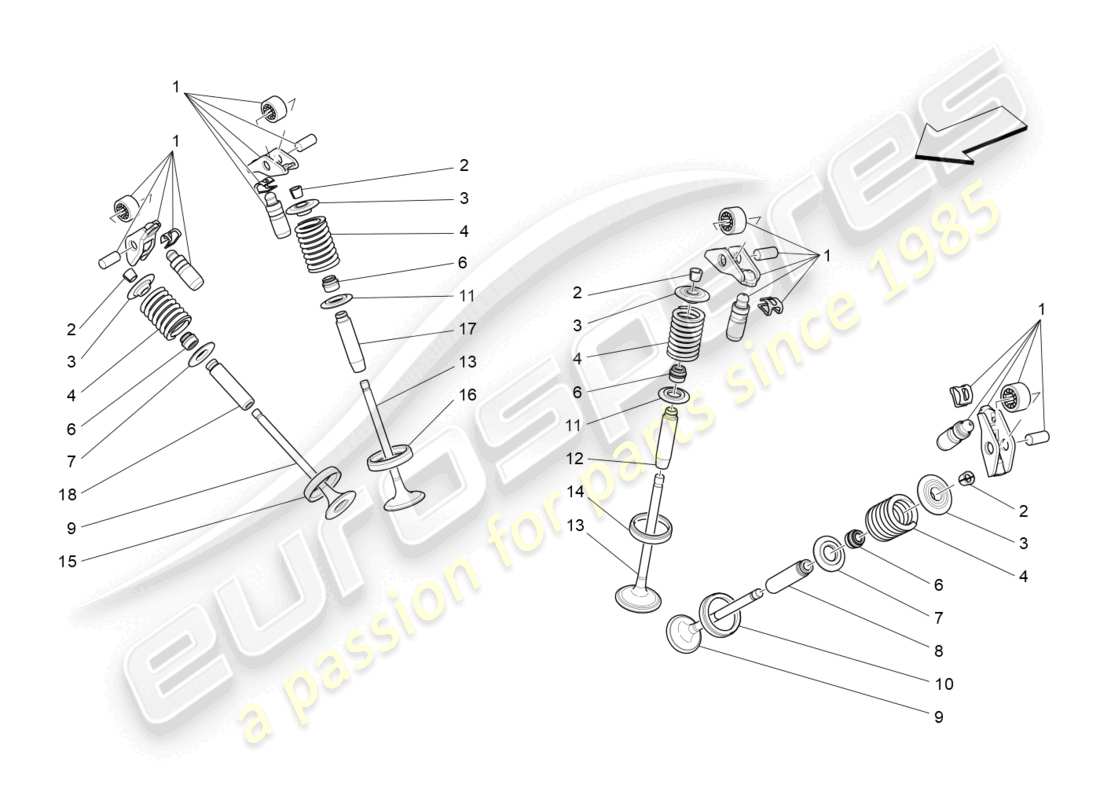 maserati levante modena s (2022) valvulas diagrama de piezas