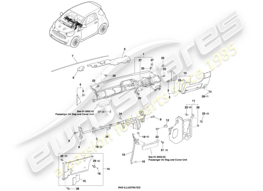 aston martin cygnet (2012) diagrama de piezas ip substraight