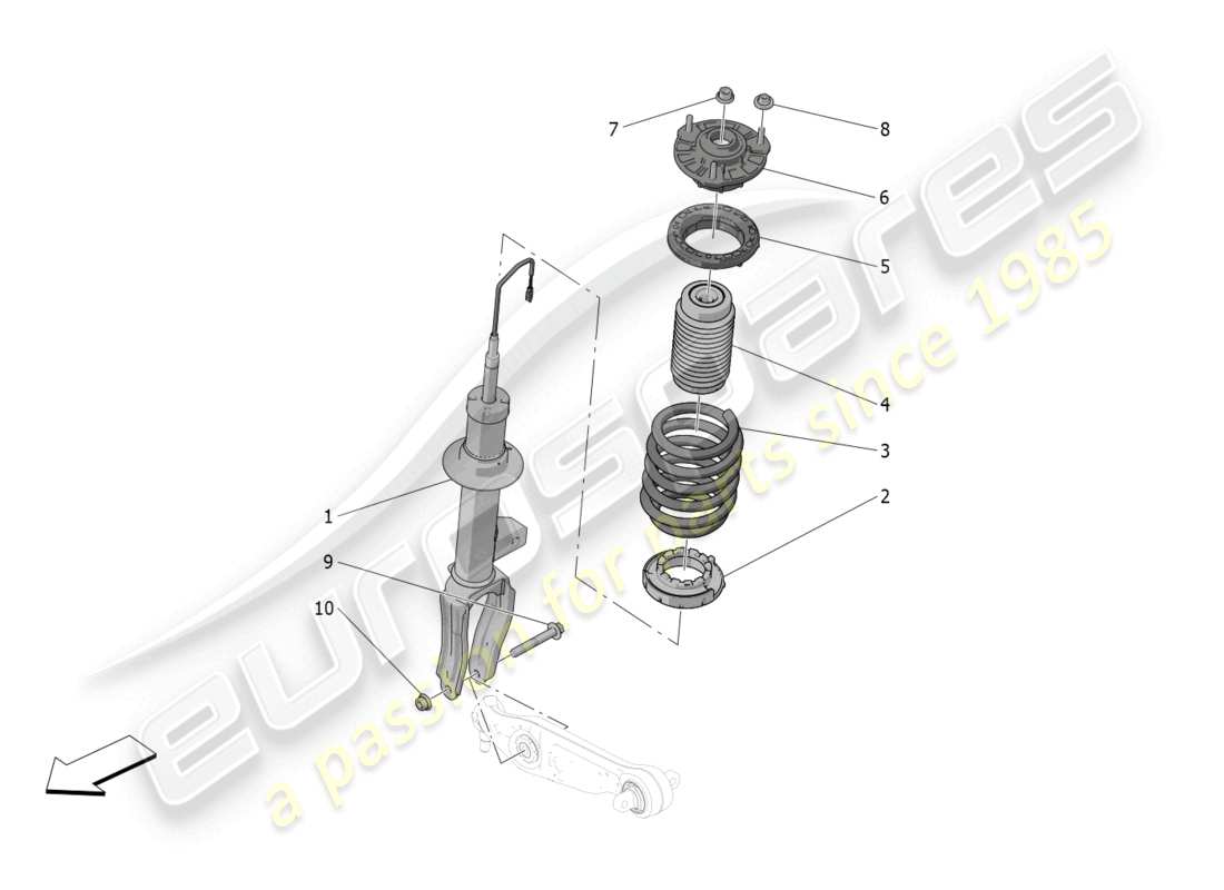 maserati grecale gt (2023) diagrama de piezas de los dispositivos amortiguadores delanteros