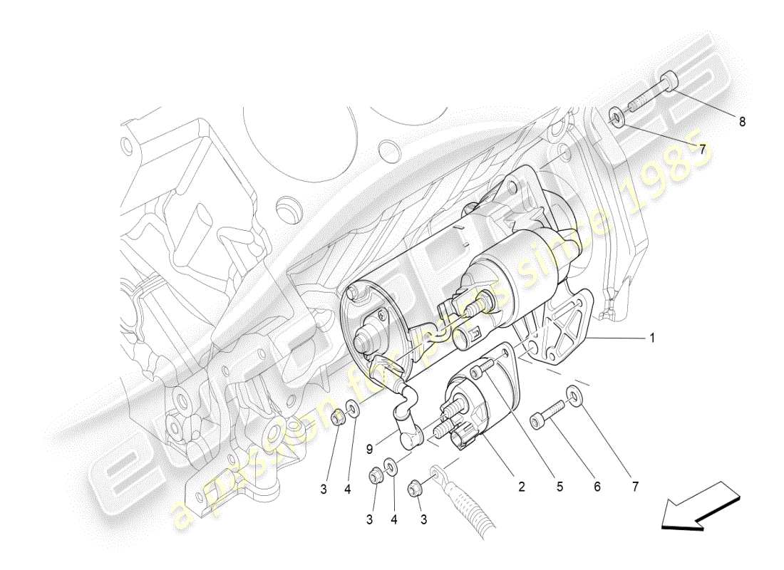 maserati ghibli (2020) control electrónico: encendido del motor diagrama de piezas
