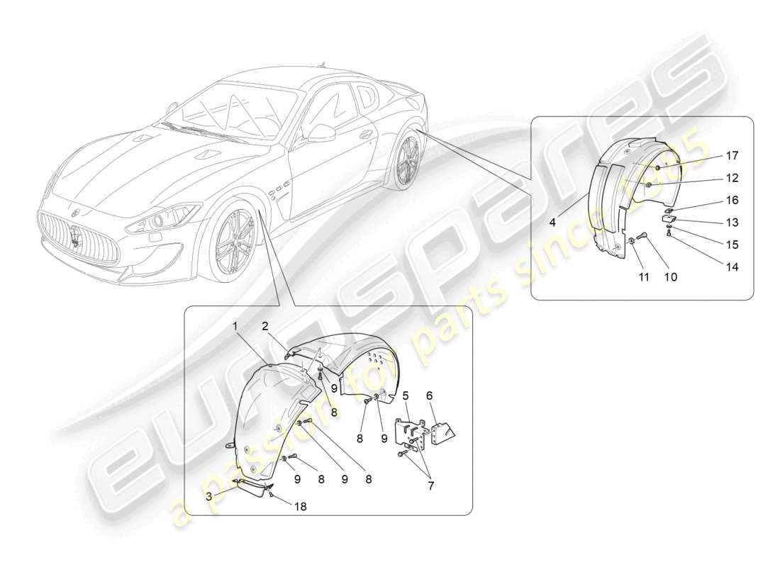 maserati granturismo mc stradale (2011) diagrama de piezas de la timonera y las tapas
