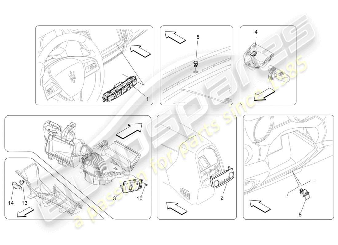 maserati levante (2018) unidad de a/c: control electrónico diagrama de piezas