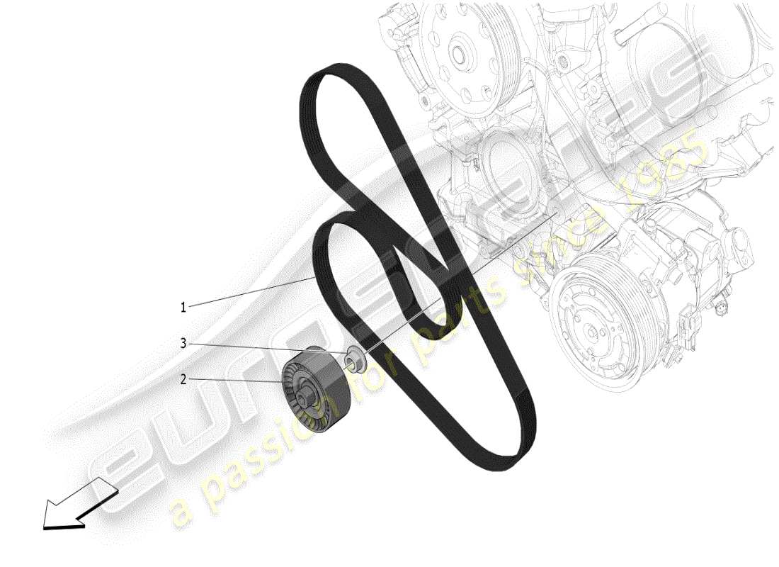 maserati mc20 (2024) correas de dispositivos auxiliares diagrama de piezas