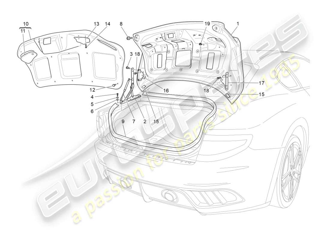 maserati granturismo mc stradale (2011) diagrama de piezas de la tapa trasera