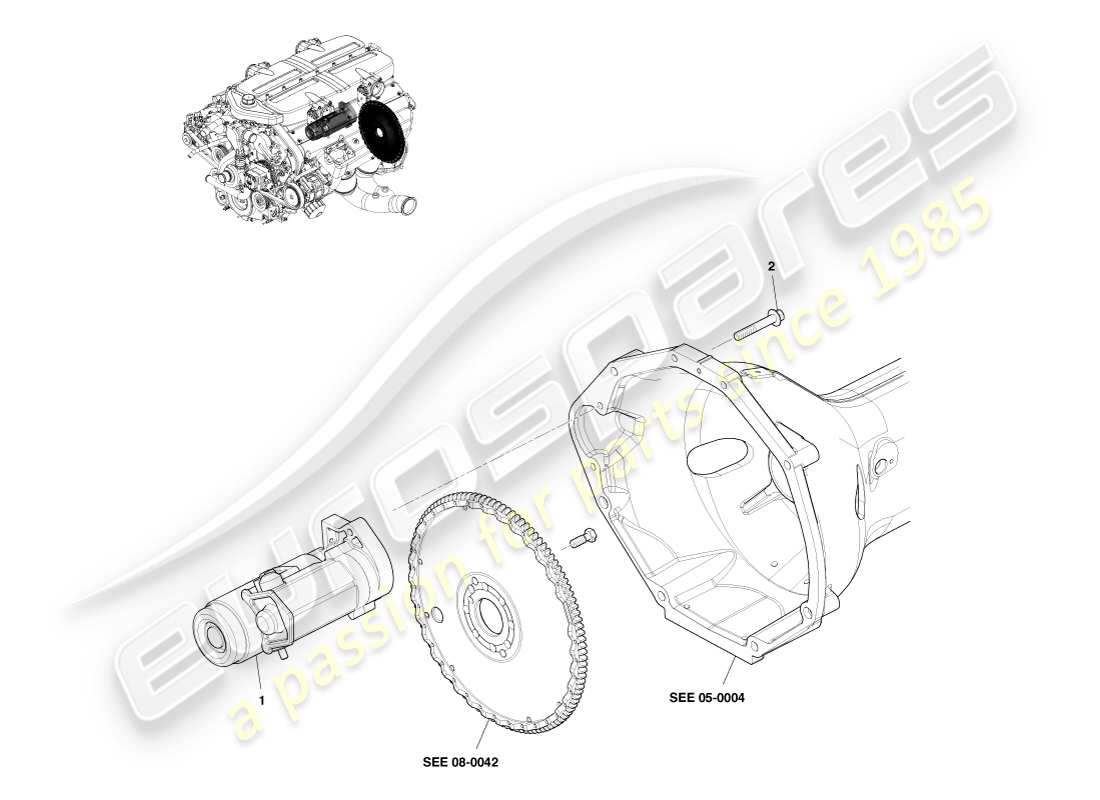aston martin one-77 (2011) arranque del motor diagrama de piezas