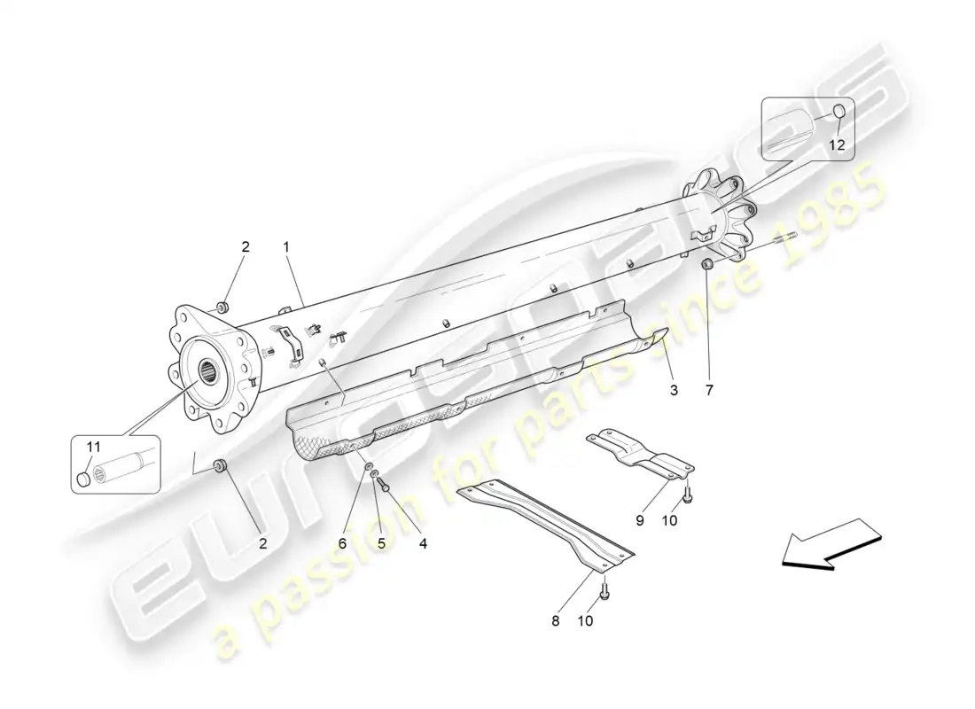 maserati granturismo (2012) eje de transmisión diagrama de piezas