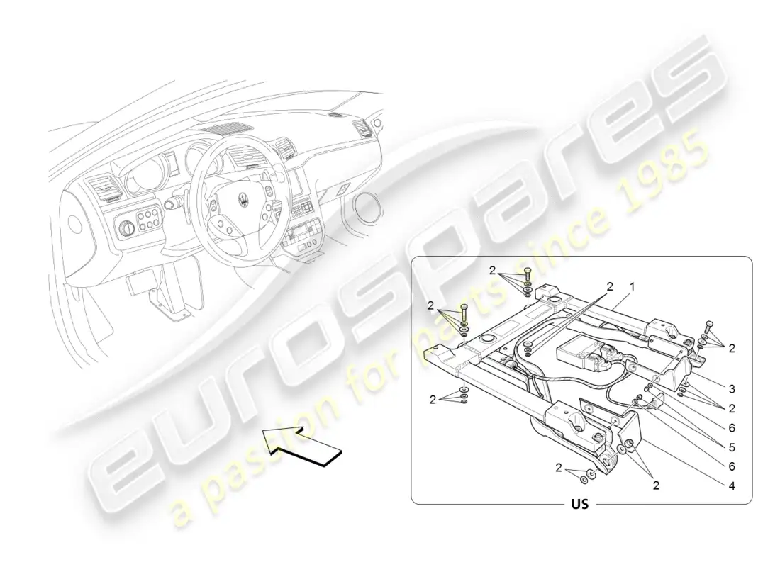 maserati granturismo (2008) desactivación del airbag del pasajero diagrama de piezas