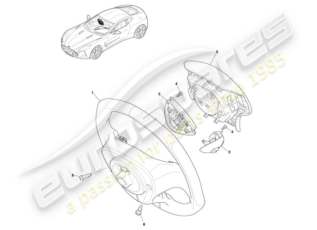 aston martin one-77 (2011) conjunto del volante diagrama de piezas