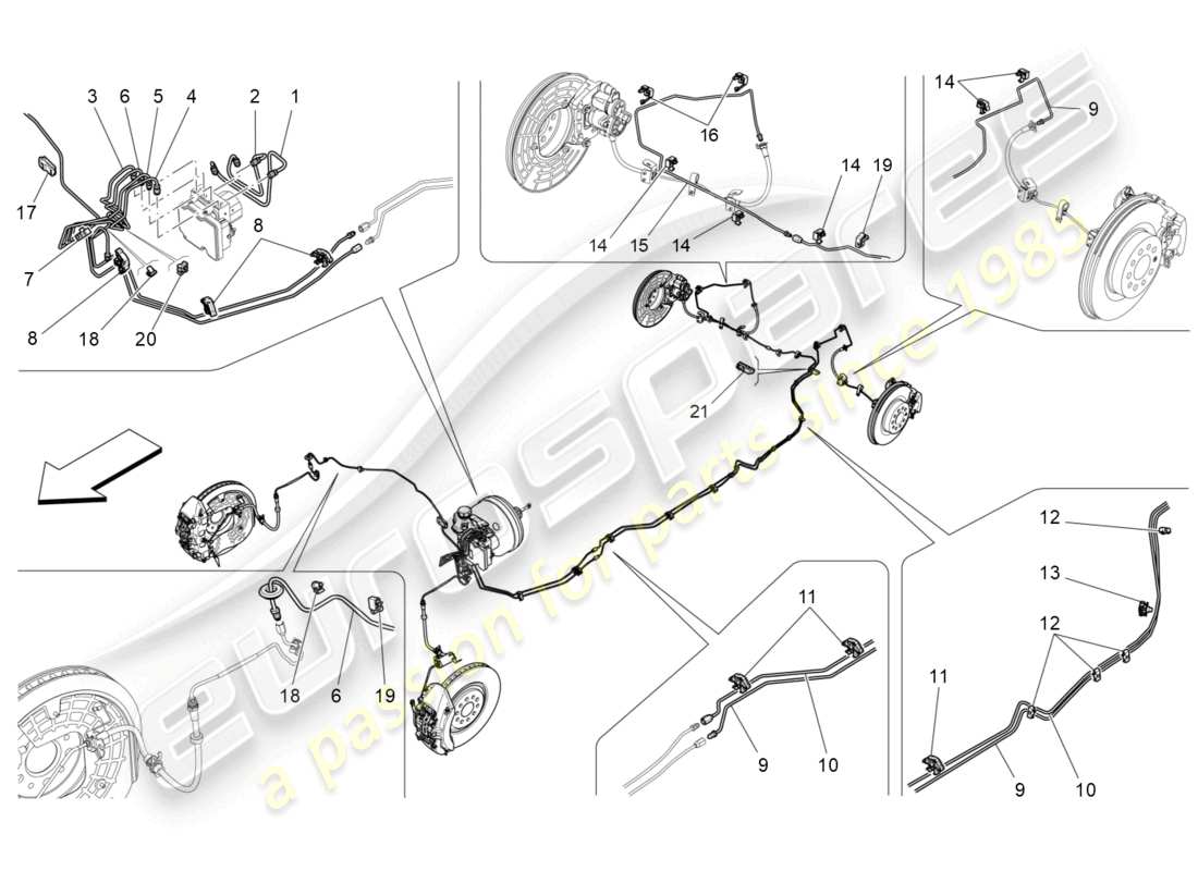maserati levante (2018) líneas diagrama de piezas