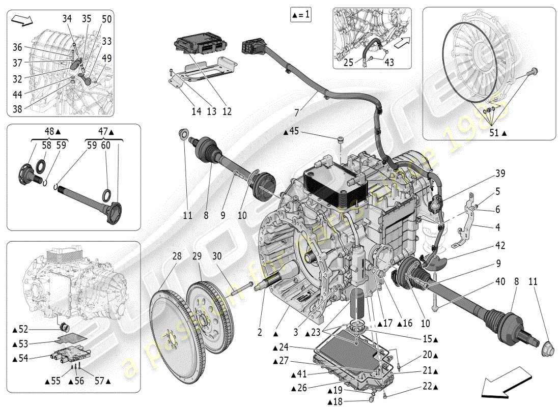 maserati mc20 (2024) carcasas de caja de cambios diagrama de piezas