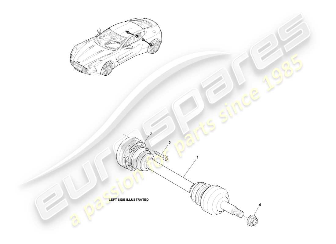 aston martin one-77 (2011) conjunto de semieje trasero diagrama de piezas