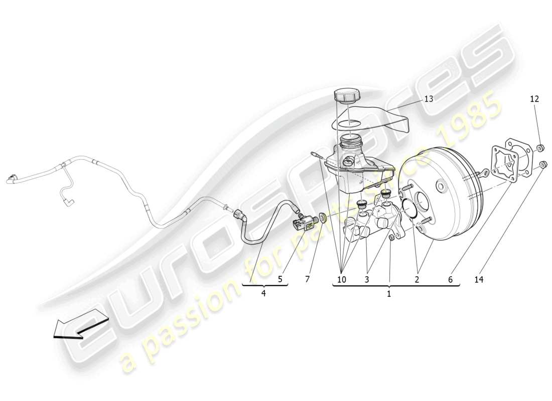 maserati ghibli (2014) diagrama de piezas del servosistema de freno