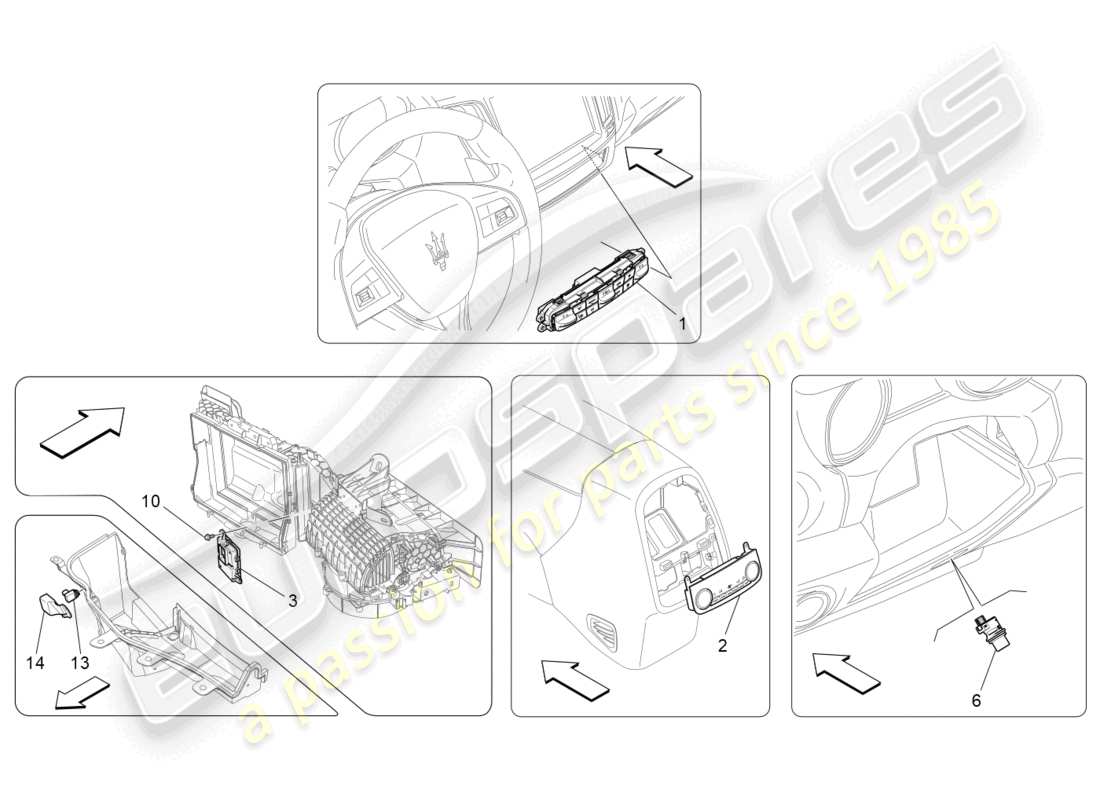 maserati levante gt (2022) unidad de a/c: control electrónico diagrama de piezas