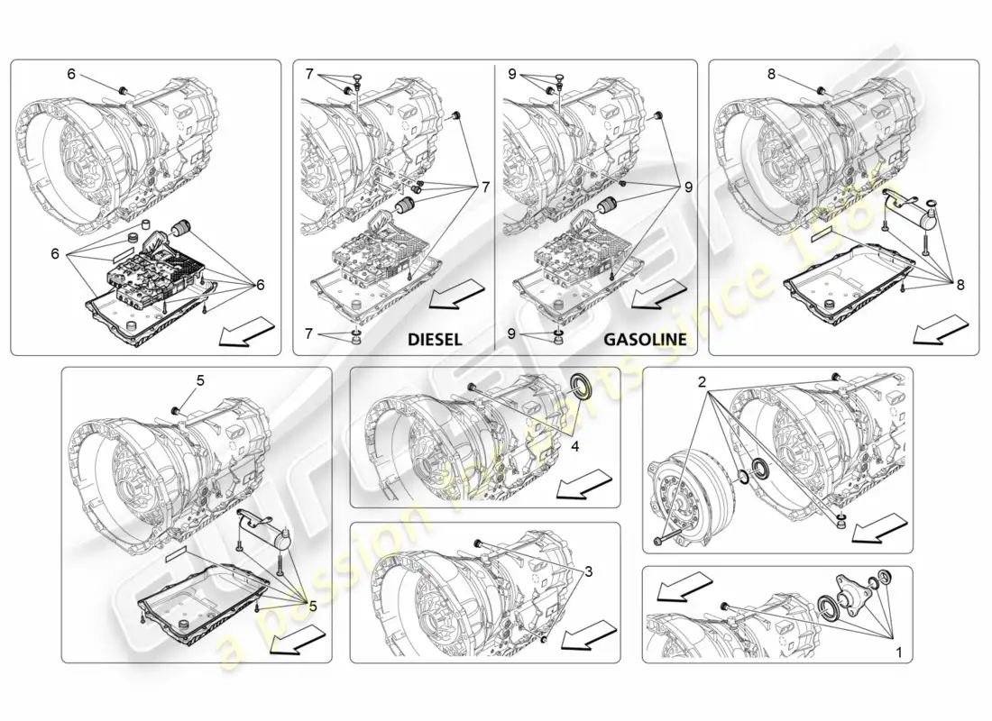 maserati qtp 3.0 tds v6 275hp (2015) diagrama de piezas de las carcasas de la caja de cambios