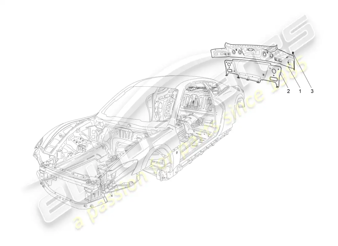 maserati granturismo (2015) carrocería y paneles exteriores traseros diagrama de piezas