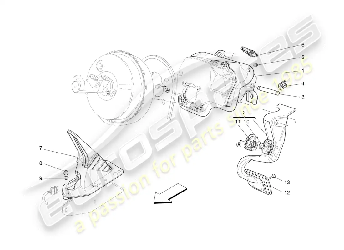 maserati qtp 3.0 tds v6 275hp (2015) diagrama de piezas completo de la unidad de pedalera