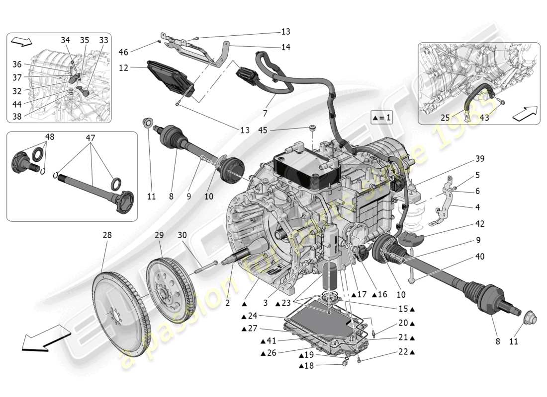 maserati mc20 cielo (2023) diagrama de piezas de las carcasas de la caja de cambios