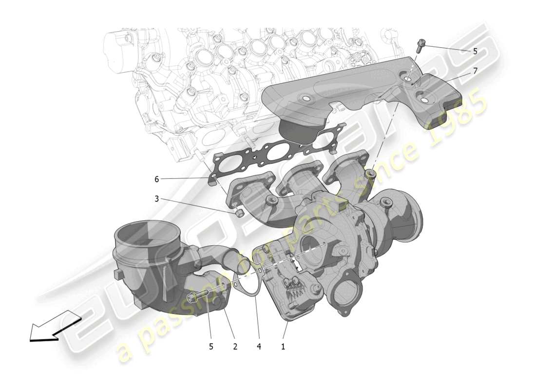 maserati mc20 (2022) sistema de turbocargación: equipos diagrama de piezas