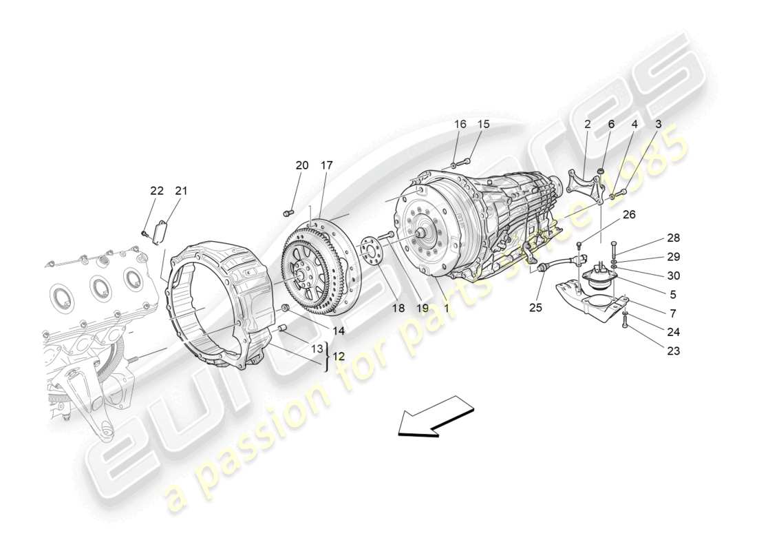 maserati grancabrio mc (2013) diagrama de piezas de las carcasas de la caja de cambios