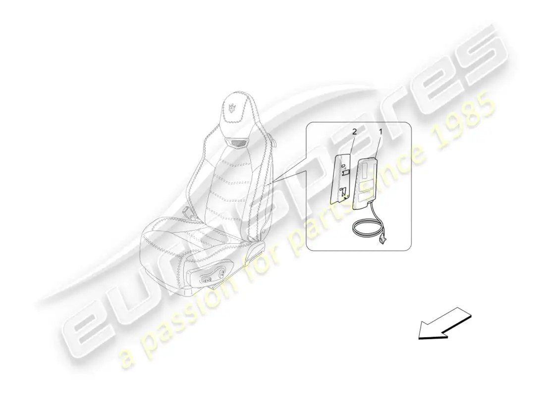 maserati granturismo s (2019) diagrama de piezas del sistema de bolsas laterales delanteras