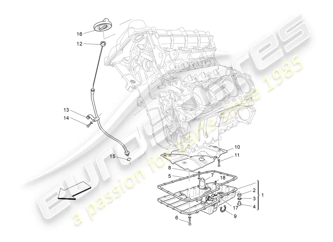 maserati granturismo (2014) sistema de lubricación: circuito y recogida diagrama de piezas