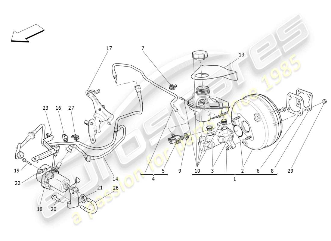 maserati levante gt (2022) diagrama de piezas del servosistema de freno