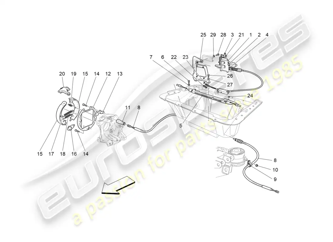 maserati qtp 3.0 tds v6 275hp (2015) diagrama de piezas del freno de estacionamiento