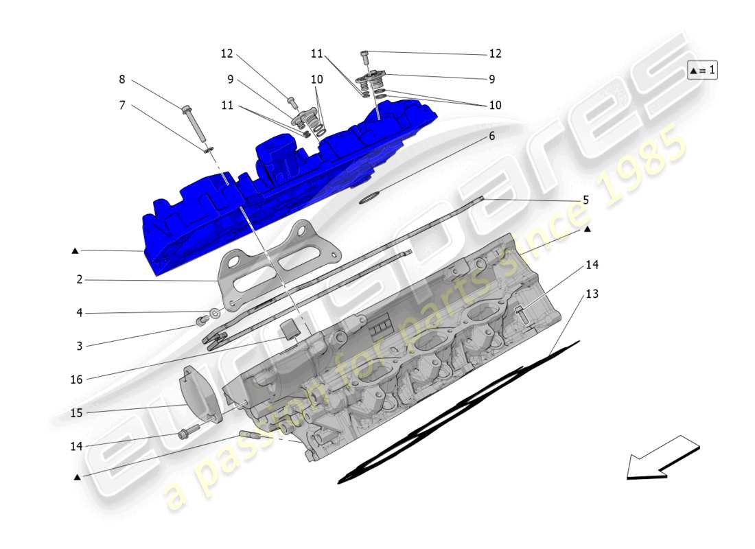 maserati mc20 (2022) diagrama de piezas de la culata derecha