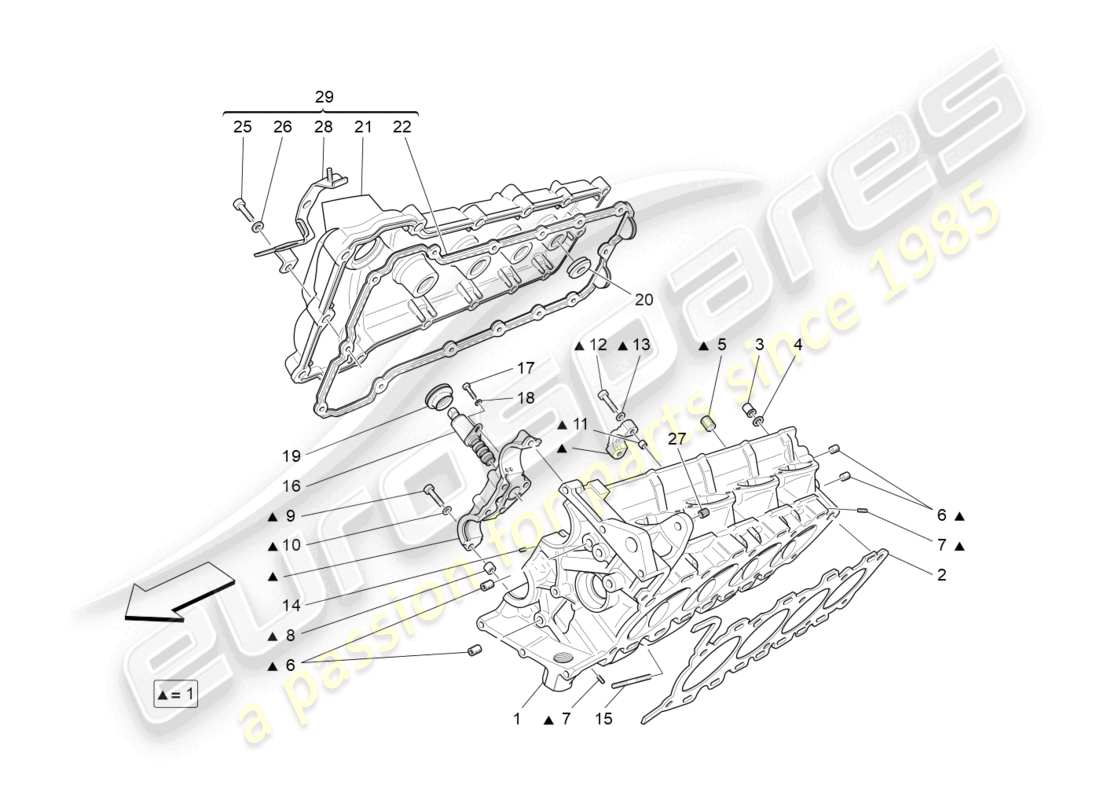 maserati grancabrio mc (2013) diagrama de piezas de la culata derecha