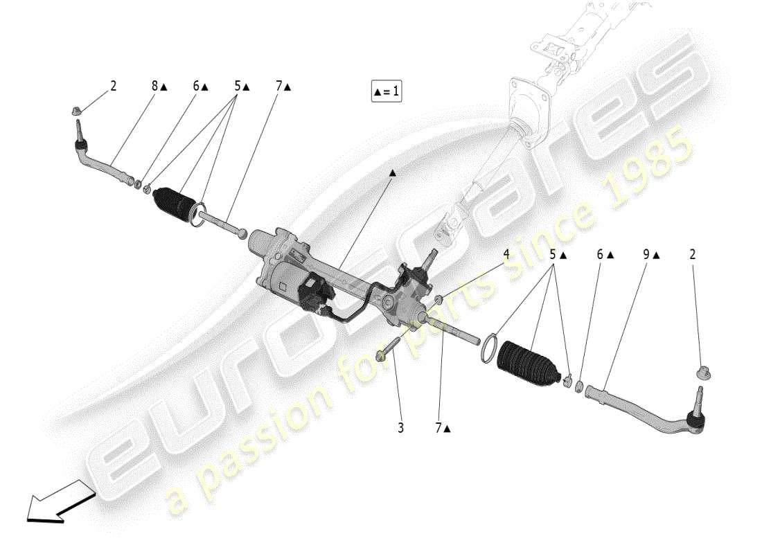 maserati mc20 (2024) unidad completa de cremallera de dirección diagrama de piezas