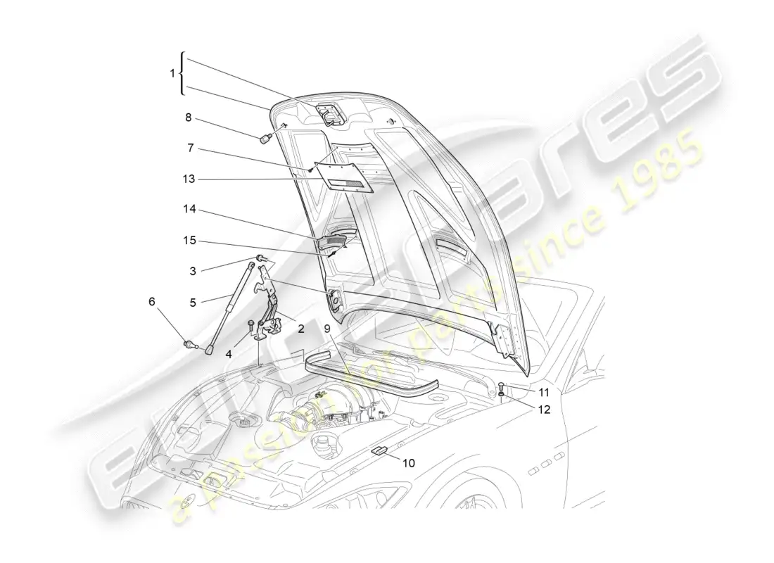 maserati granturismo s (2018) tapa delantera diagrama de piezas